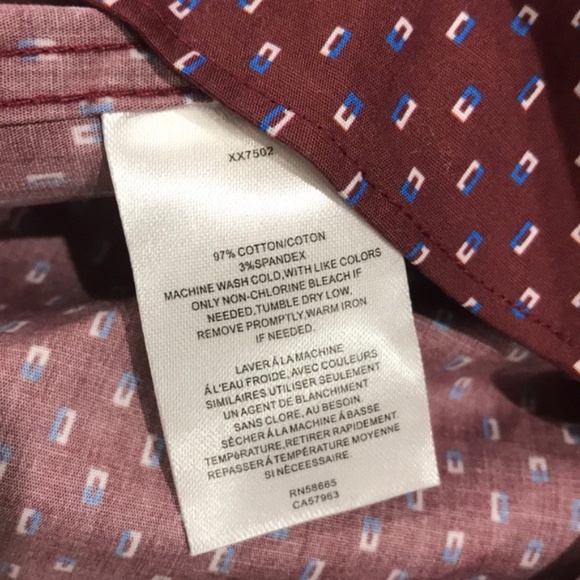 1901 Burgundy Button Down Slim Fit Shirt - Picture 6 of 6